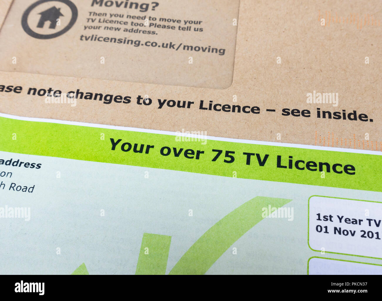 Free TV licence for over 75`s. England. UK Stock Photo